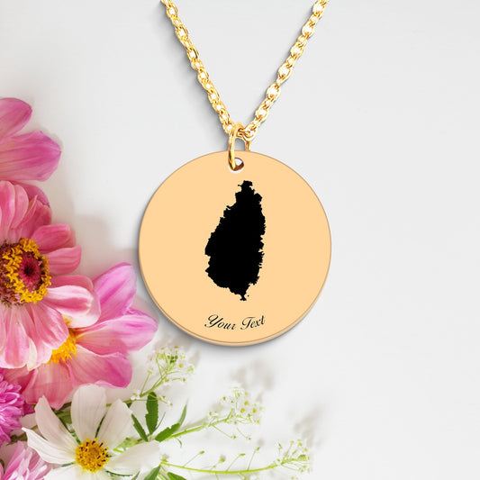 Saint Lucia Country Map Necklace, Your Name Necklace, Minimalist Necklace, Personalized Gift, Silver Necklace, Gift For Him Her