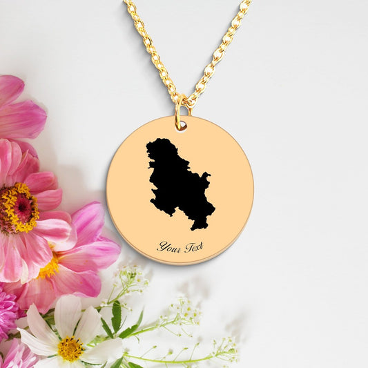 Serbia Country Map Necklace, Your Name Necklace, Minimalist Necklace, Personalized Gift, Silver Necklace, Gift For Him Her