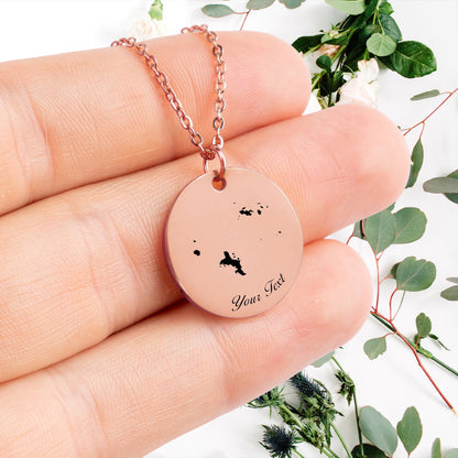Seychelles Country Map Necklace, Your Name Necklace, Minimalist Necklace, Personalized Gift, Silver Necklace, Gift For Him Her