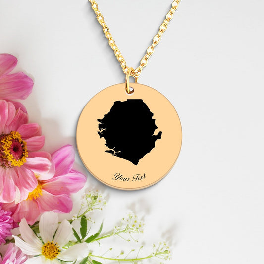 Sierra Leone Country Map Necklace, Your Name Necklace, Minimalist Necklace, Personalized Gift, Silver Necklace, Gift For Him Her