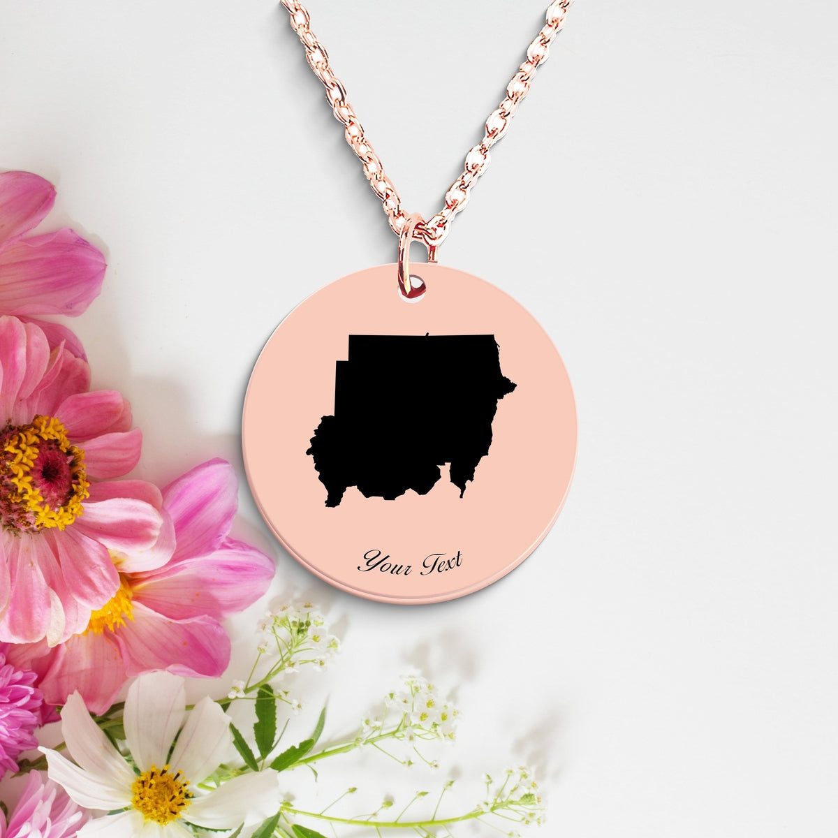 Sudan Country Map Necklace, Your Name Necklace, Minimalist Necklace, Personalized Gift, Silver Necklace, Gift For Him Her