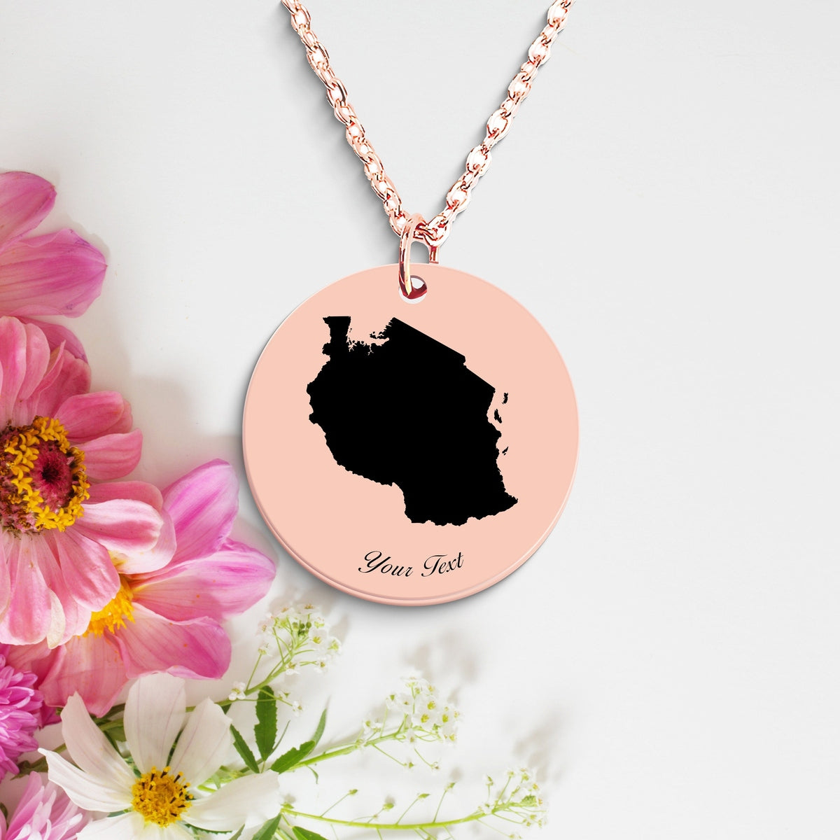 Tanzania Country Map Necklace, Your Name Necklace, Minimalist Necklace, Personalized Gift, Silver Necklace, Gift For Him Her