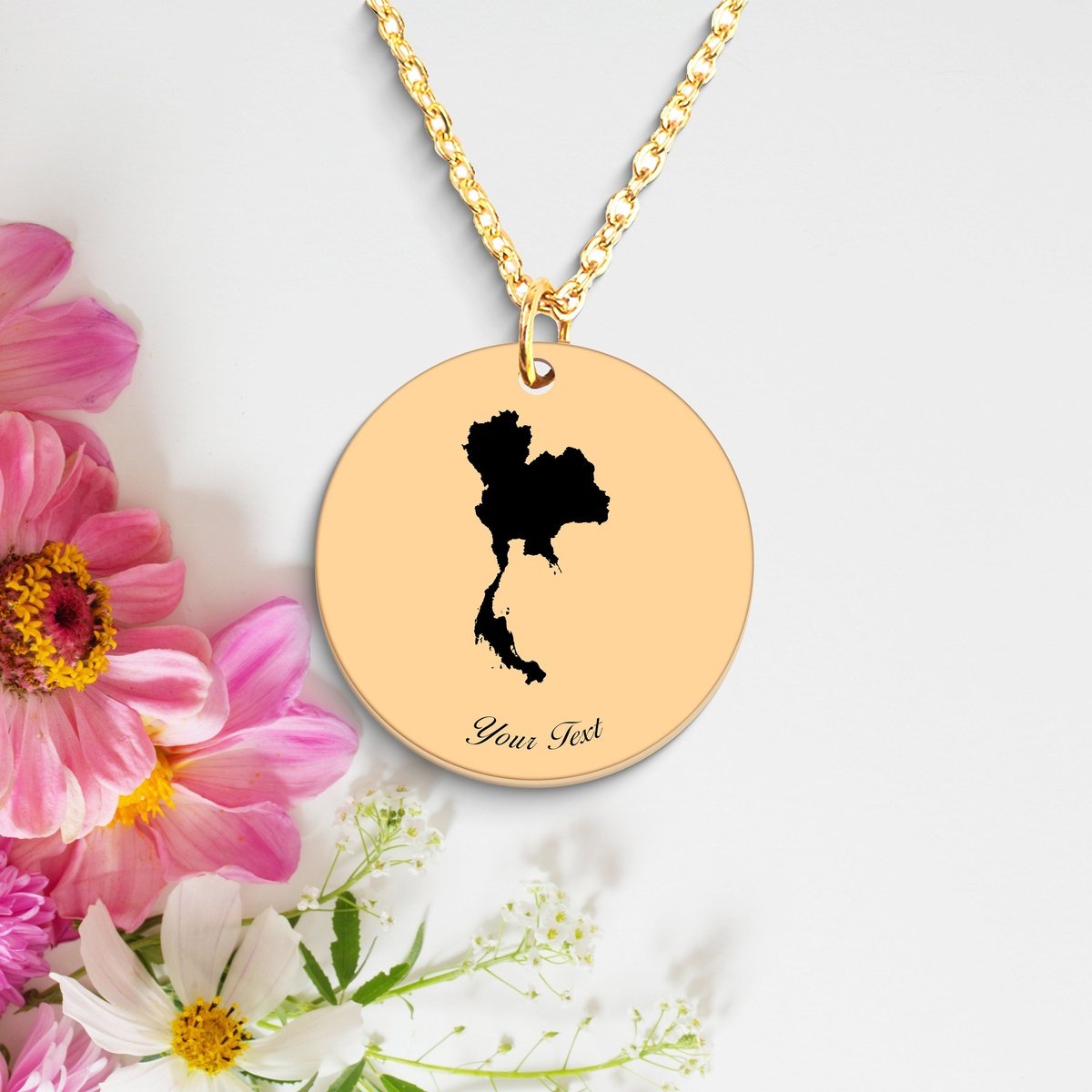 Thailand Country Map Necklace, Your Name Necklace, Minimalist Necklace, Personalized Gift, Silver Necklace, Gift For Him Her