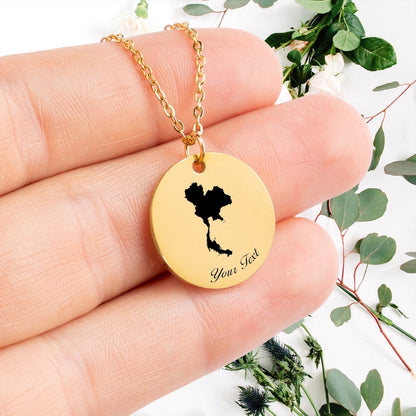 Thailand Country Map Necklace, Your Name Necklace, Minimalist Necklace, Personalized Gift, Silver Necklace, Gift For Him Her