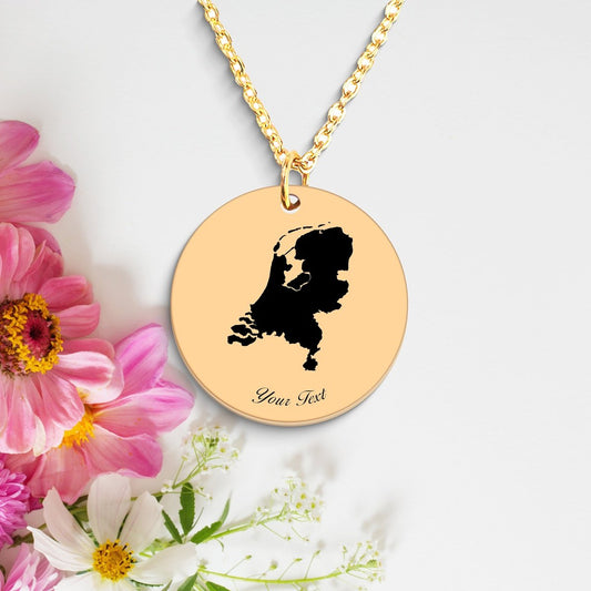 The Netherlands Country Map Necklace, Your Name Necklace, Minimalist Necklace, Personalized Gift, Silver Necklace, Gift For Him Her