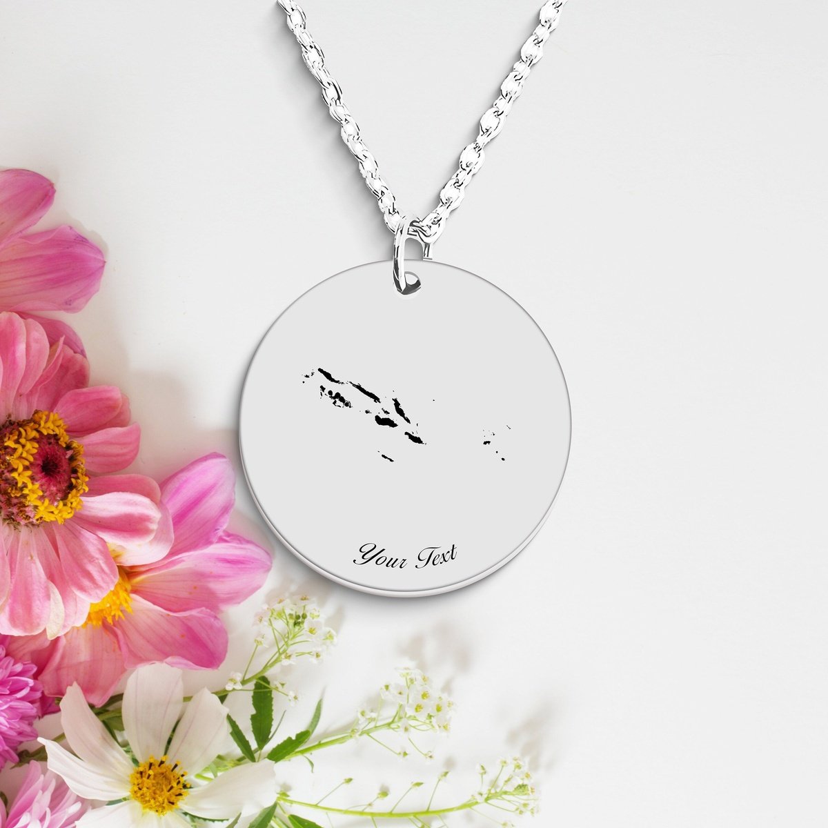 The Solomon Island Country Map Necklace, Your Name Necklace, Minimalist Necklace, Personalized Gift, Silver Necklace, Gift For Him Her