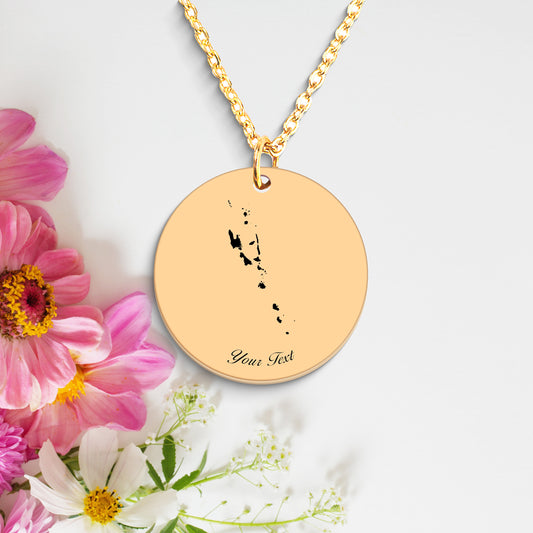 Vanuatu Country Map Necklace, Your Name Necklace, Minimalist Necklace, Personalized Gift, Silver Necklace, Gift For Him Her