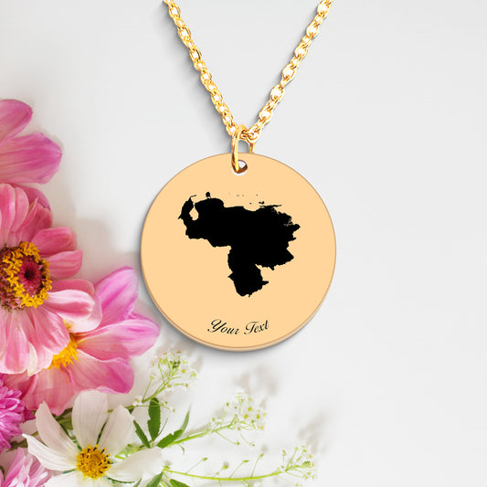Venezuela Country Map Necklace, Your Name Necklace, Minimalist Necklace, Personalized Gift, Silver Necklace, Gift For Him Her