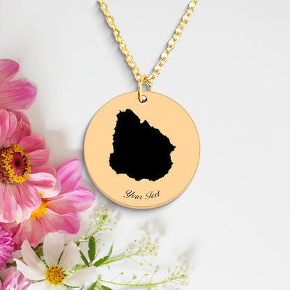 Uruguay Country Map Necklace, Your Name Necklace, Minimalist Necklace, Personalized Gift, Silver Necklace, Gift For Him Her