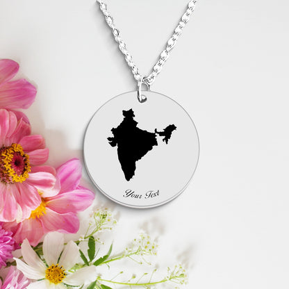 India Country Map Necklace, Your Name Necklace, Minimalist Necklace, Personalized Gift, Silver Necklace, Gift For Him Her