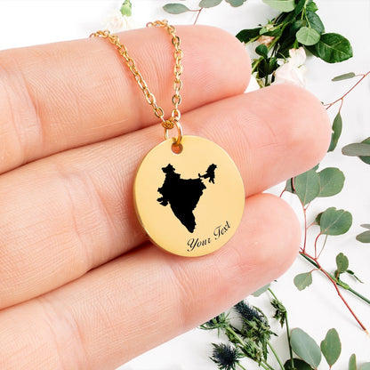 India Country Map Necklace, Your Name Necklace, Minimalist Necklace, Personalized Gift, Silver Necklace, Gift For Him Her