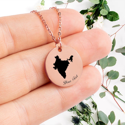 India Country Map Necklace, Your Name Necklace, Minimalist Necklace, Personalized Gift, Silver Necklace, Gift For Him Her