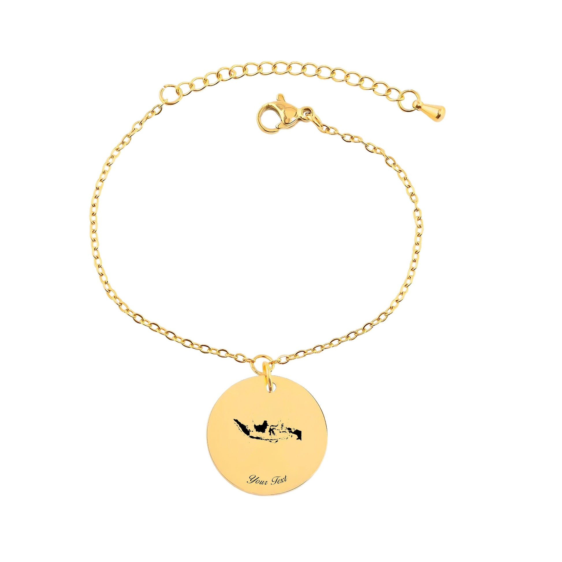 Indonesia Country Map Bracelet, Your Name Bracelet, Minimalist Bracelet, Personalized Gift, 14K Gold Bracelet, Gift For Him Her