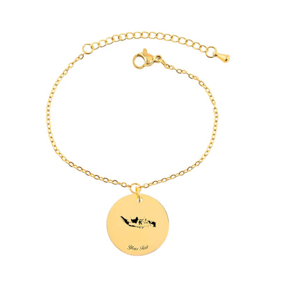 Indonesia Country Map Bracelet, Your Name Bracelet, Minimalist Bracelet, Personalized Gift, 14K Gold Bracelet, Gift For Him Her