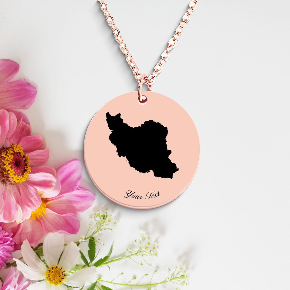 Iran Country Map Necklace, Your Name Necklace, Minimalist Necklace, Personalized Gift, Silver Necklace, Gift For Him Her