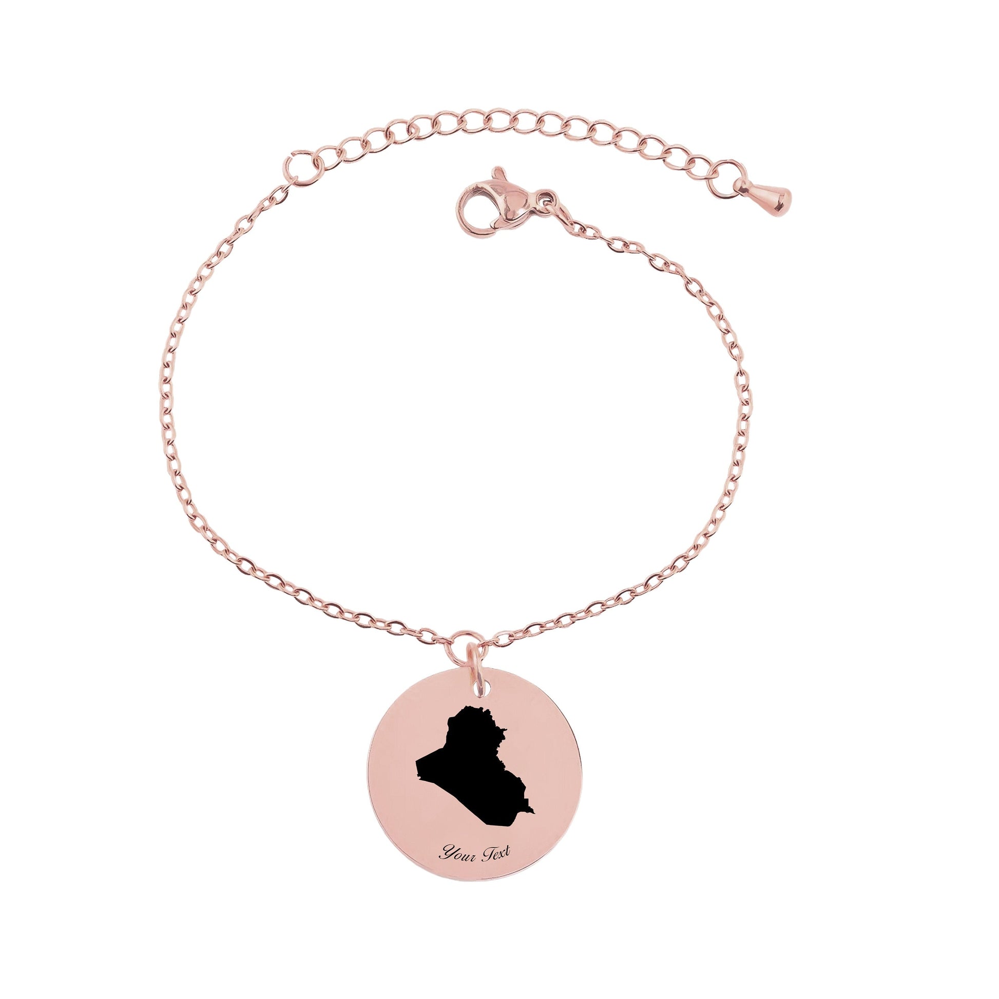 Iraq Country Map Bracelet, Your Name Bracelet, Minimalist Bracelet, Personalized Gift, 14K Gold Bracelet, Gift For Him Her