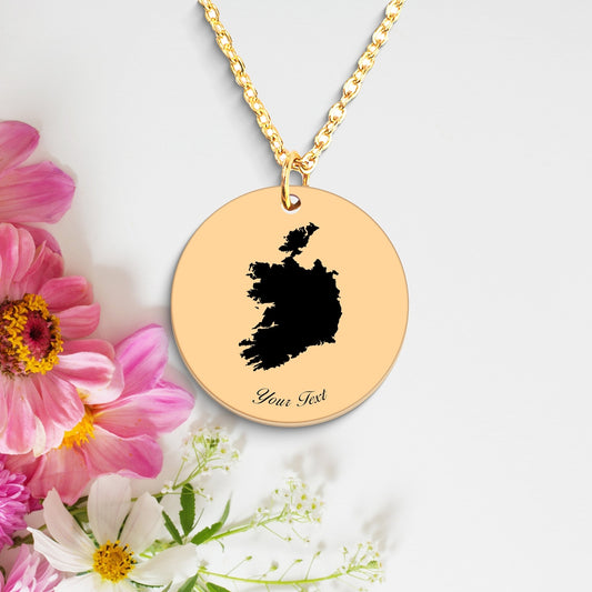 Ireland Country Map Necklace, Your Name Necklace, Minimalist Necklace, Personalized Gift, Silver Necklace, Gift For Him Her