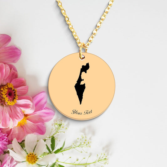 Israel Country Map Necklace, Your Name Necklace, Minimalist Necklace, Personalized Gift, Silver Necklace, Gift For Him Her