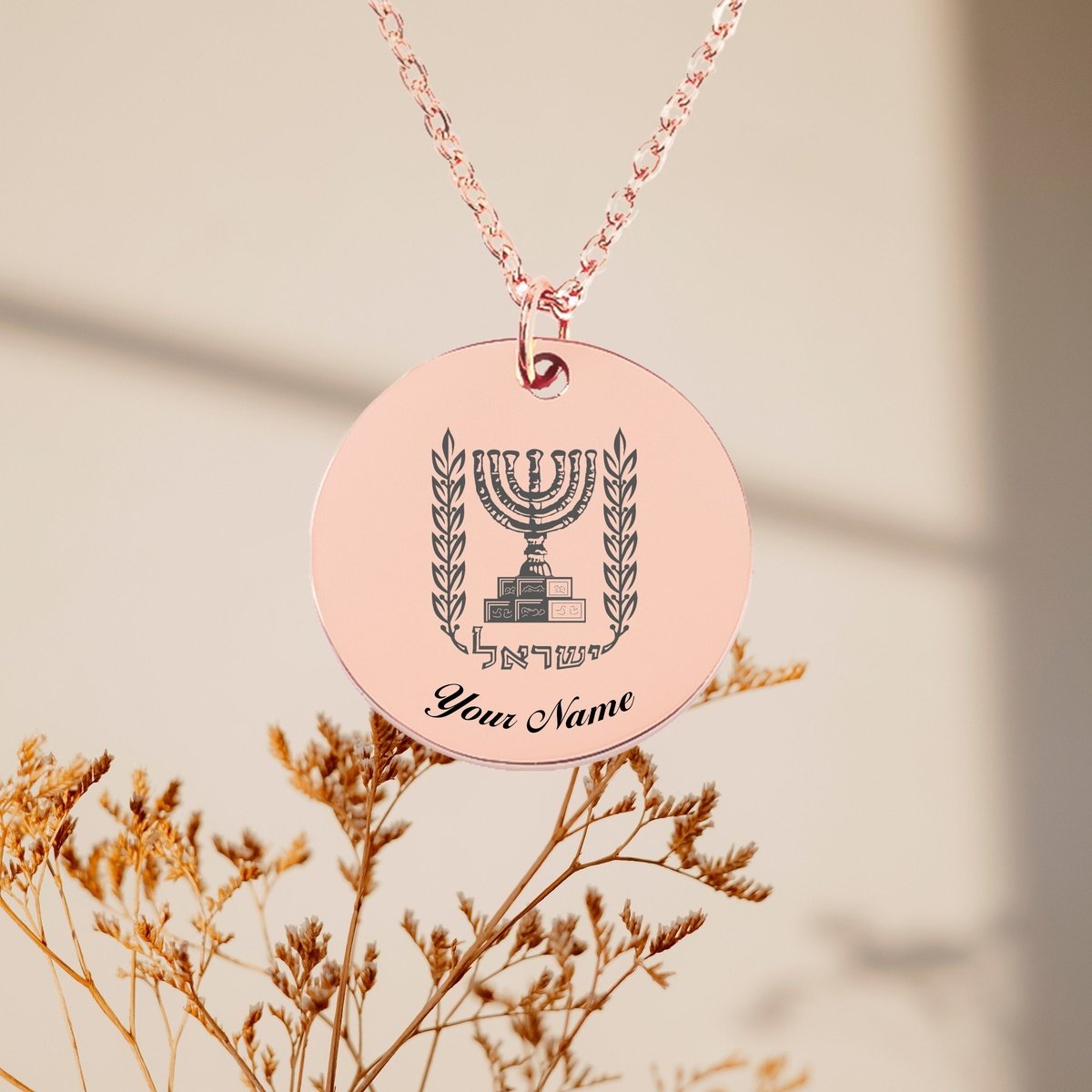 Israel National Emblem Necklace, Country Necklace, Minimalist Necklace, Personalized Gift, Silver Necklace, Gift For Him Her