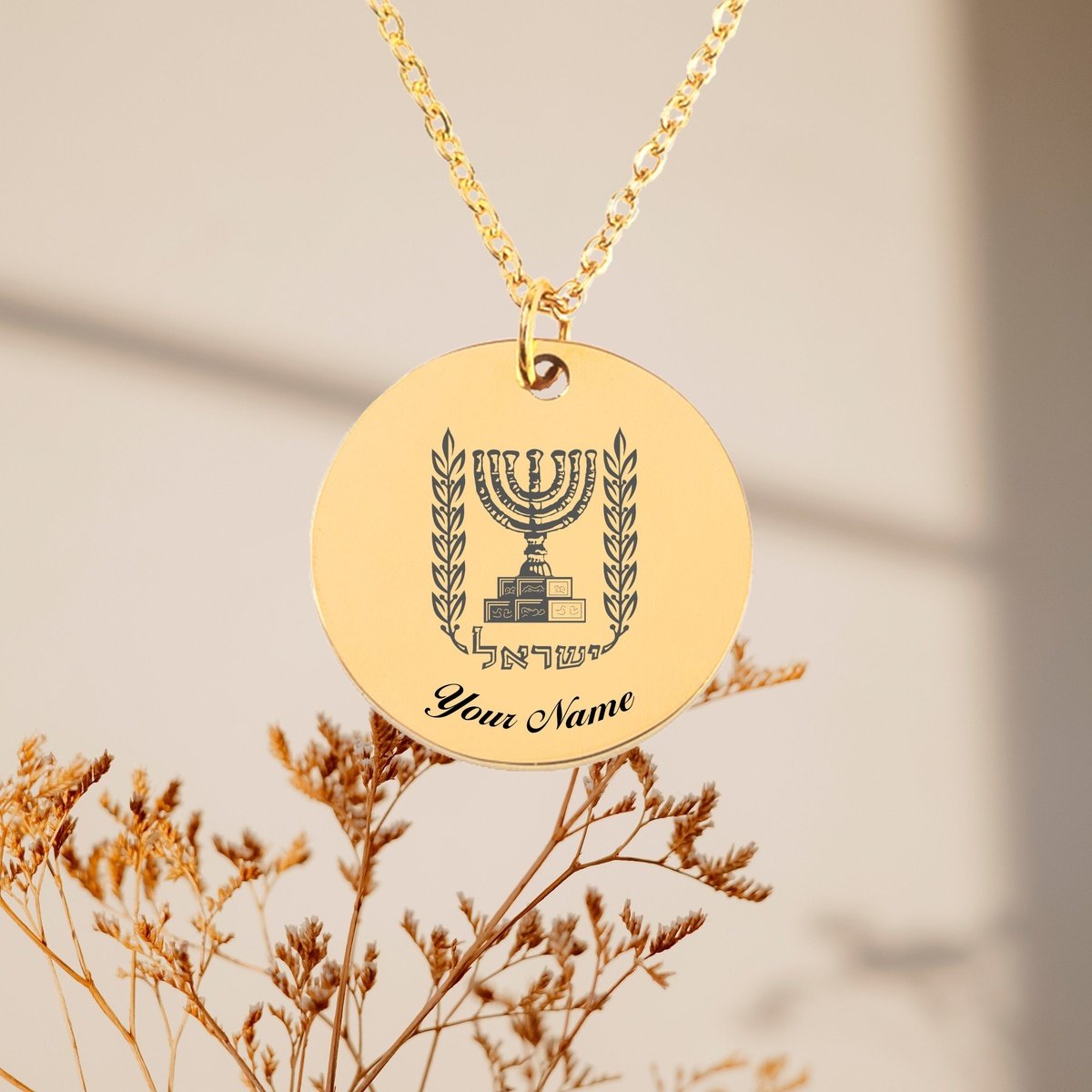 Israel National Emblem Necklace, Country Necklace, Minimalist Necklace, Personalized Gift, Silver Necklace, Gift For Him Her