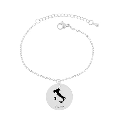 Italy Country Map Bracelet, Your Name Bracelet, Minimalist Bracelet, Personalized Gift, 14K Gold Bracelet, Gift For Him Her