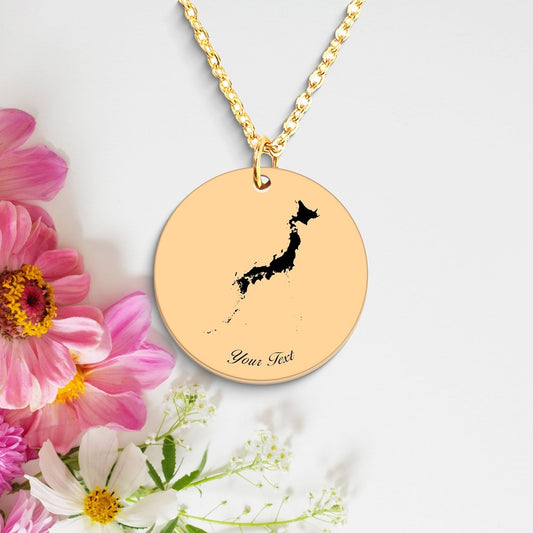 Japan Country Map Necklace, Your Name Necklace, Minimalist Necklace, Personalized Gift, Silver Necklace, Gift For Him Her