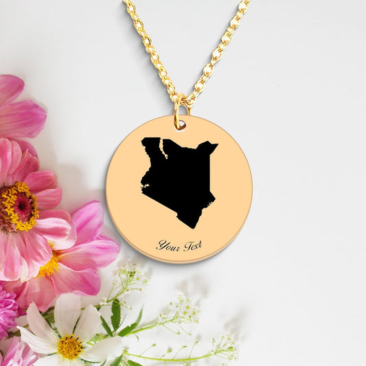 Kenya Country Map Necklace, Your Name Necklace, Minimalist Necklace, Personalized Gift, Silver Necklace, Gift For Him Her