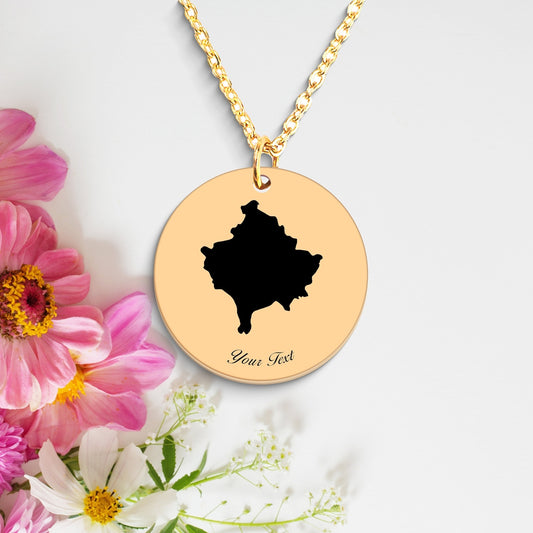 Kosovo Country Map Necklace, Your Name Necklace, Minimalist Necklace, Personalized Gift, Silver Necklace, Gift For Him Her