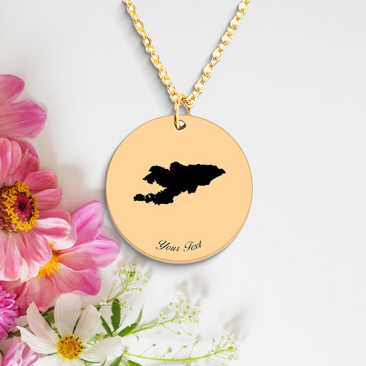 Kyrgyzstan Country Map Necklace, Your Name Necklace, Minimalist Necklace, Personalized Gift, Silver Necklace, Gift For Him Her