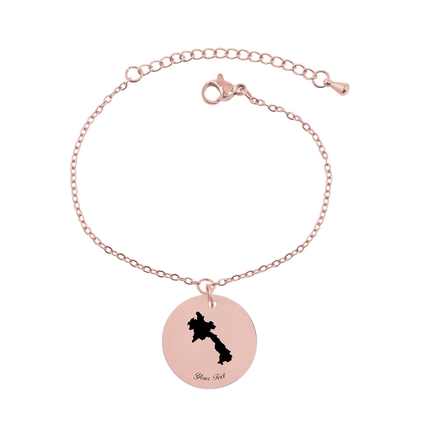 Laos Country Map Bracelet, Your Name Bracelet, Minimalist Bracelet, Personalized Gift, 14K Gold Bracelet, Gift For Him Her