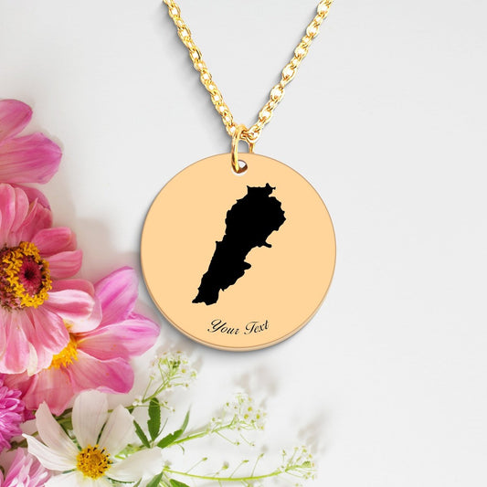 Lebanon Country Map Necklace, Your Name Necklace, Minimalist Necklace, Personalized Gift, Silver Necklace, Gift For Him Her