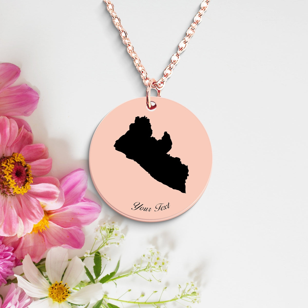 Liberia Country Map Necklace, Your Name Necklace, Minimalist Necklace, Personalized Gift, Silver Necklace, Gift For Him Her