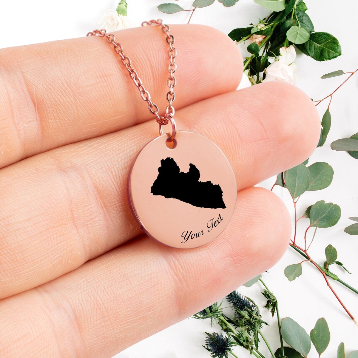 Liberia Country Map Necklace, Your Name Necklace, Minimalist Necklace, Personalized Gift, Silver Necklace, Gift For Him Her