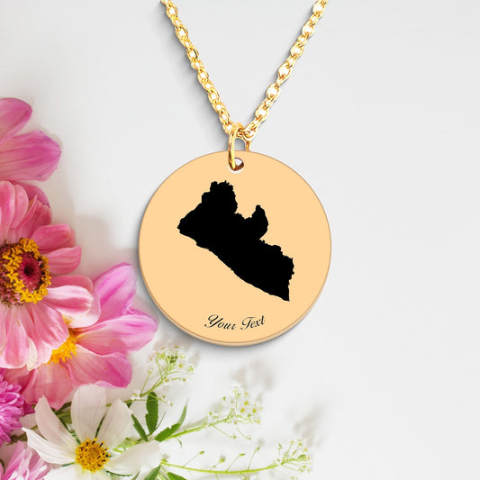 Liberia Country Map Necklace, Your Name Necklace, Minimalist Necklace, Personalized Gift, Silver Necklace, Gift For Him Her