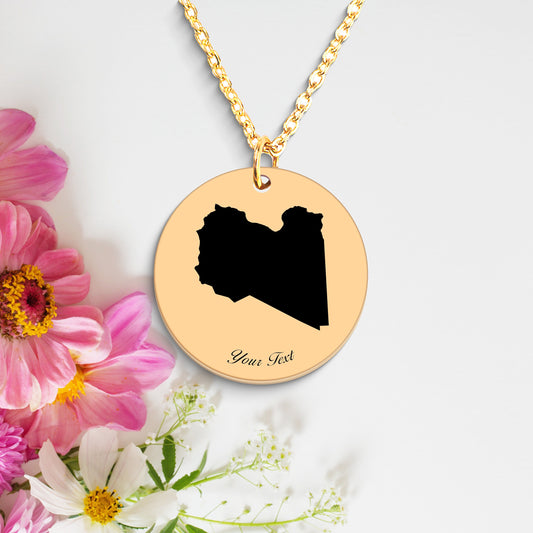 Libya Country Map Necklace, Your Name Necklace, Minimalist Necklace, Personalized Gift, Silver Necklace, Gift For Him Her