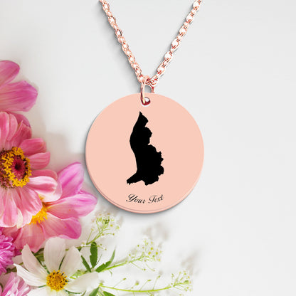 Liechtenstein Country Map Necklace, Your Name Necklace, Minimalist Necklace, Personalized Gift, Silver Necklace, Gift For Him Her
