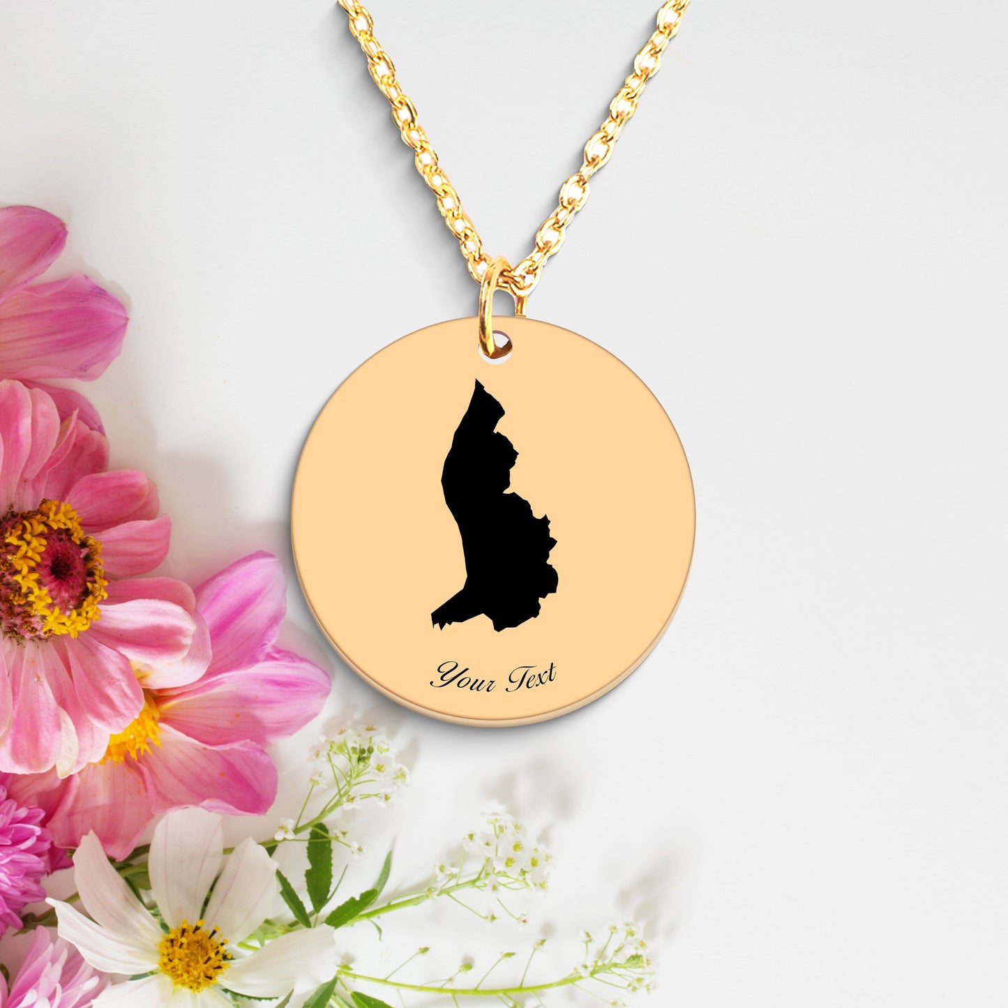 Liechtenstein Country Map Necklace, Your Name Necklace, Minimalist Necklace, Personalized Gift, Silver Necklace, Gift For Him Her