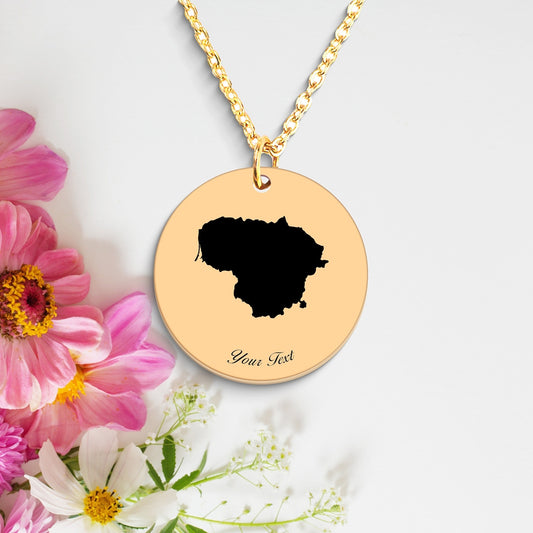 Lithuania Country Map Necklace, Your Name Necklace, Minimalist Necklace, Personalized Gift, Silver Necklace, Gift For Him Her