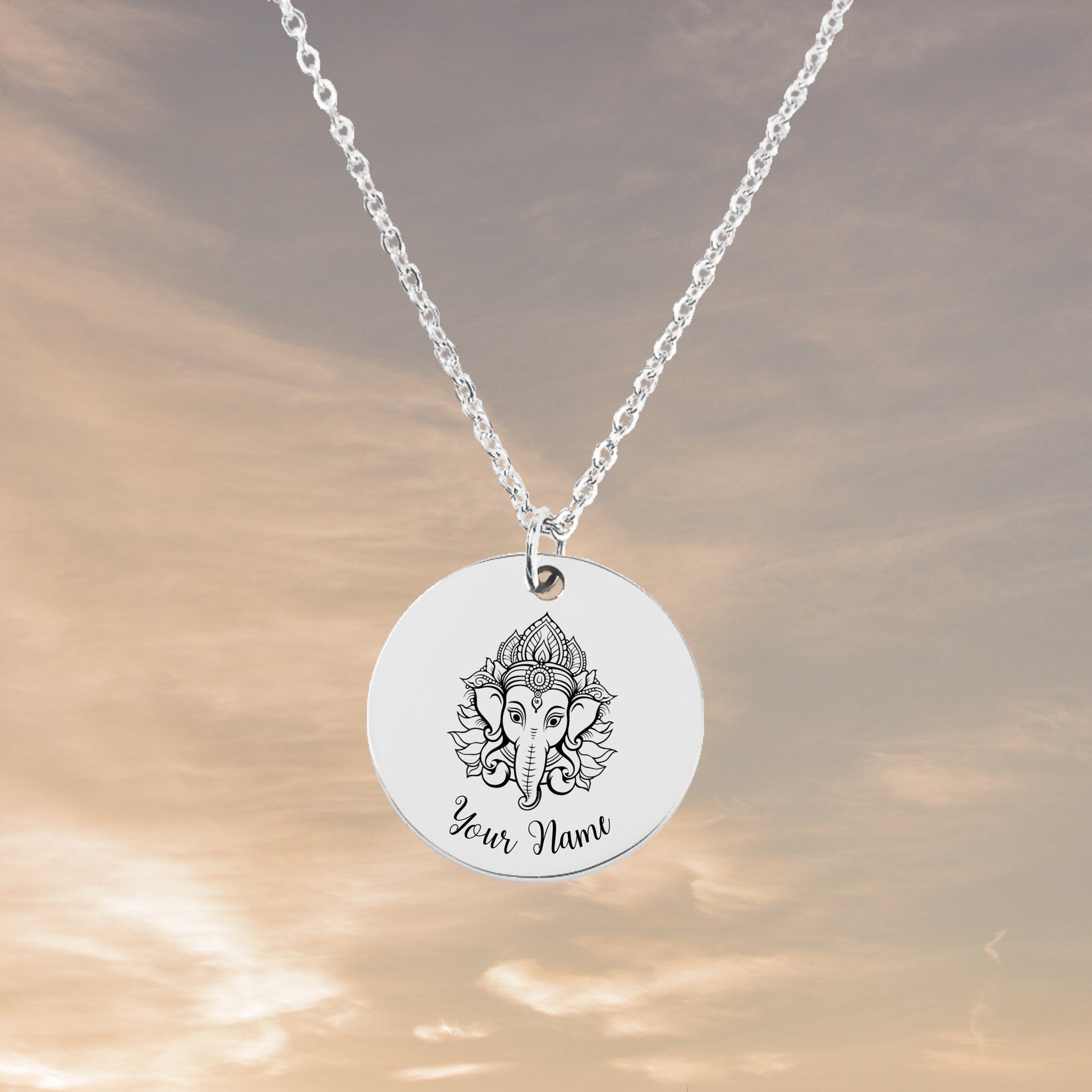 Lord Ganesha Necklace, Your Name Jewelry, Ganesha God, Ganesha Chaturthi, Hindu God, Gift for her, Personalizable Necklace