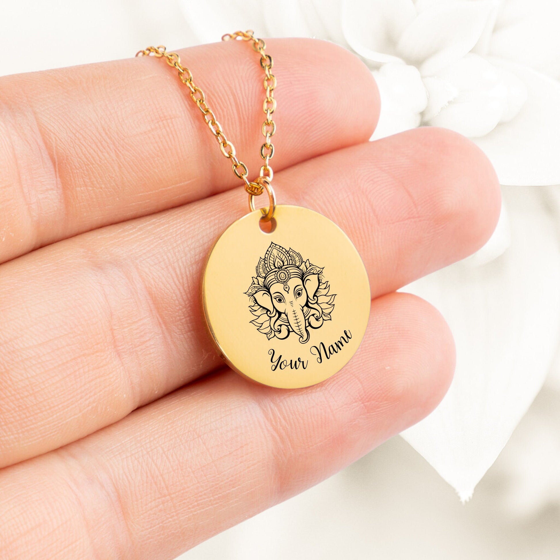 Lord Ganesha Necklace, Your Name Jewelry, Ganesha God, Ganesha Chaturthi, Hindu God, Gift for her, Personalizable Necklace