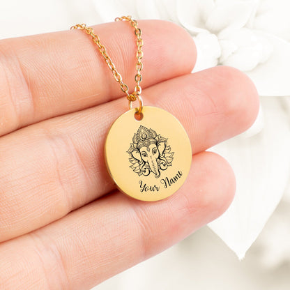Lord Ganesha Necklace, Your Name Jewelry, Ganesha God, Ganesha Chaturthi, Hindu God, Gift for her, Personalizable Necklace
