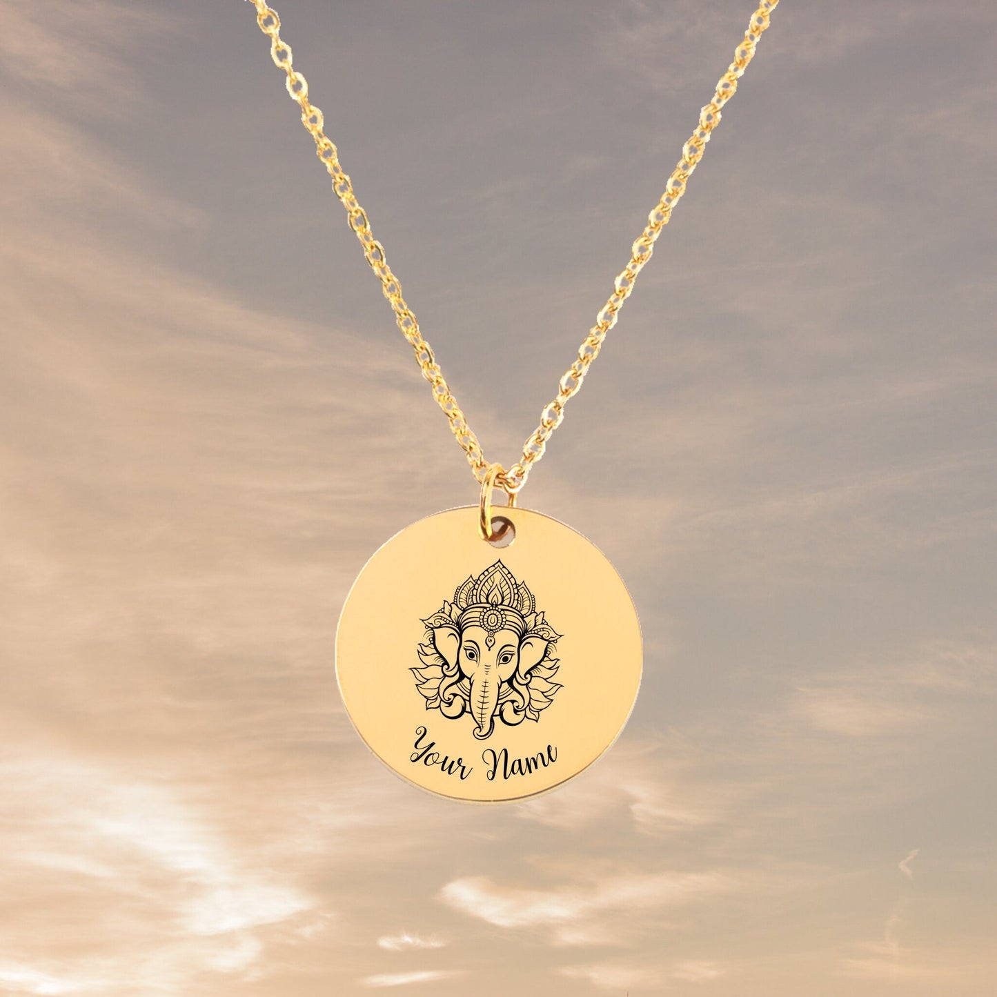 Lord Ganesha Necklace, Your Name Jewelry, Ganesha God, Ganesha Chaturthi, Hindu God, Gift for her, Personalizable Necklace