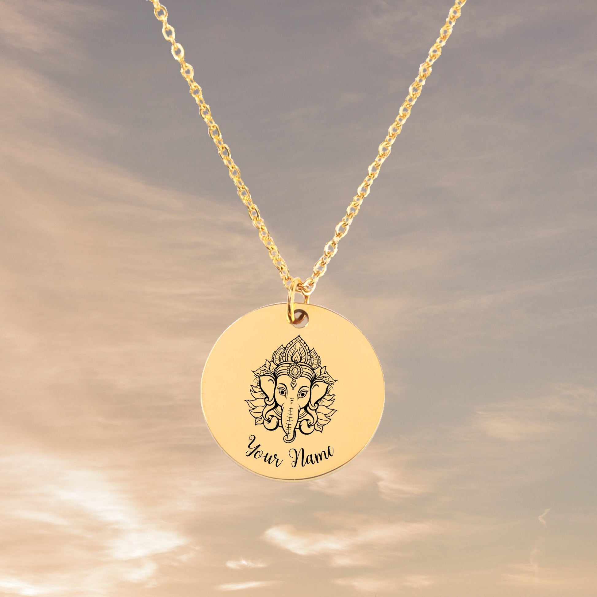 Lord Ganesha Necklace, Your Name Jewelry, Ganesha God, Ganesha Chaturthi, Hindu God, Gift for her, Personalizable Necklace