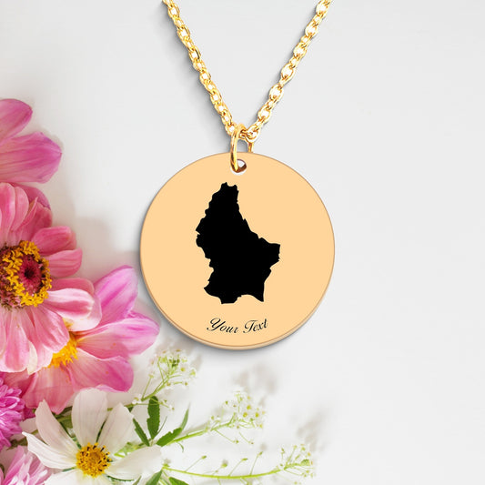 Luxembourg Country Map Necklace, Your Name Necklace, Minimalist Necklace, Personalized Gift, Silver Necklace, Gift For Him Her