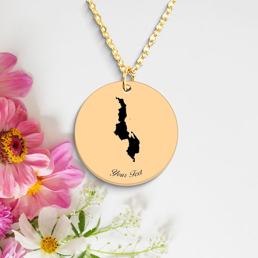 Malawi Country Map Necklace, Your Name Necklace, Minimalist Necklace, Personalized Gift, Silver Necklace, Gift For Him Her