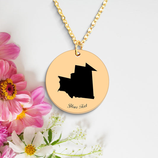 Mauritania Country Map Necklace, Your Name Necklace, Minimalist Necklace, Personalized Gift, Silver Necklace, Gift For Him Her