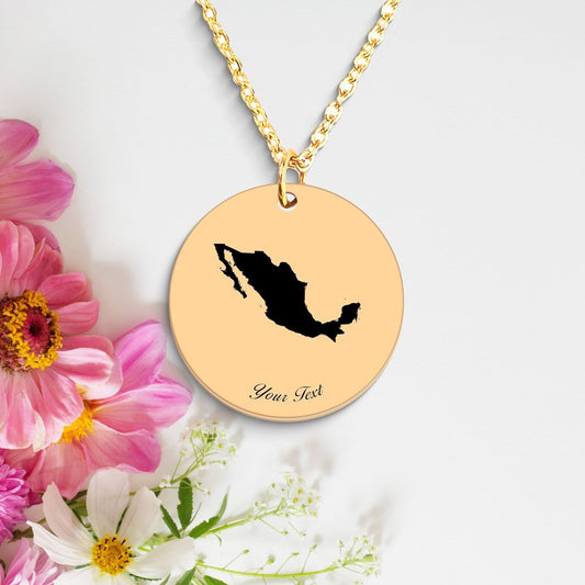Mexico Country Map Necklace, Your Name Necklace, Minimalist Necklace, Personalized Gift, Silver Necklace, Gift For Him Her