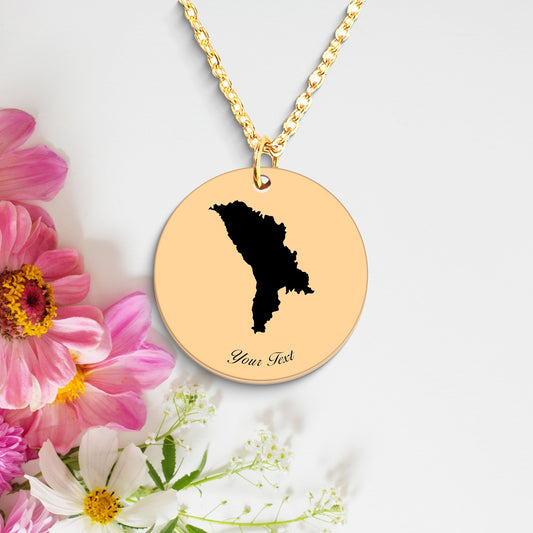 Moldova Country Map Necklace, Your Name Necklace, Minimalist Necklace, Personalized Gift, Silver Necklace, Gift For Him Her