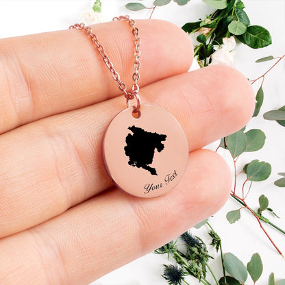 Montenegro Country Map Necklace, Your Name Necklace, Minimalist Necklace, Personalized Gift, Silver Necklace, Gift For Him Her