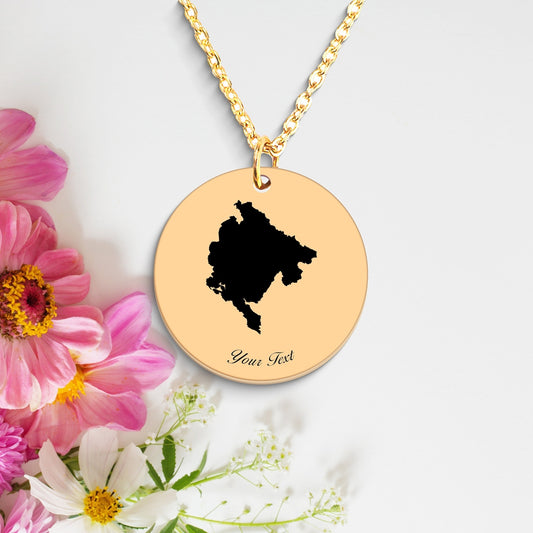 Montenegro Country Map Necklace, Your Name Necklace, Minimalist Necklace, Personalized Gift, Silver Necklace, Gift For Him Her